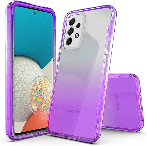 Rosebono Compatible con Samsung Galaxy A73 5G, funda híbrida transparente degradado transparente para Samsung Galaxy A73 5G (morado)