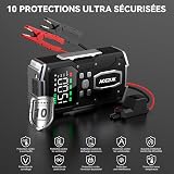 ACEZUK Booster Batterie Voiture 8000A, 150PSI Gonfleur Pneus Voiture, Démarreur avec Compresseur à Air, 12V Jump Starter pour Véhicule(Tout Gaz ou 10L Diesel), 400 Lumens LED - 8