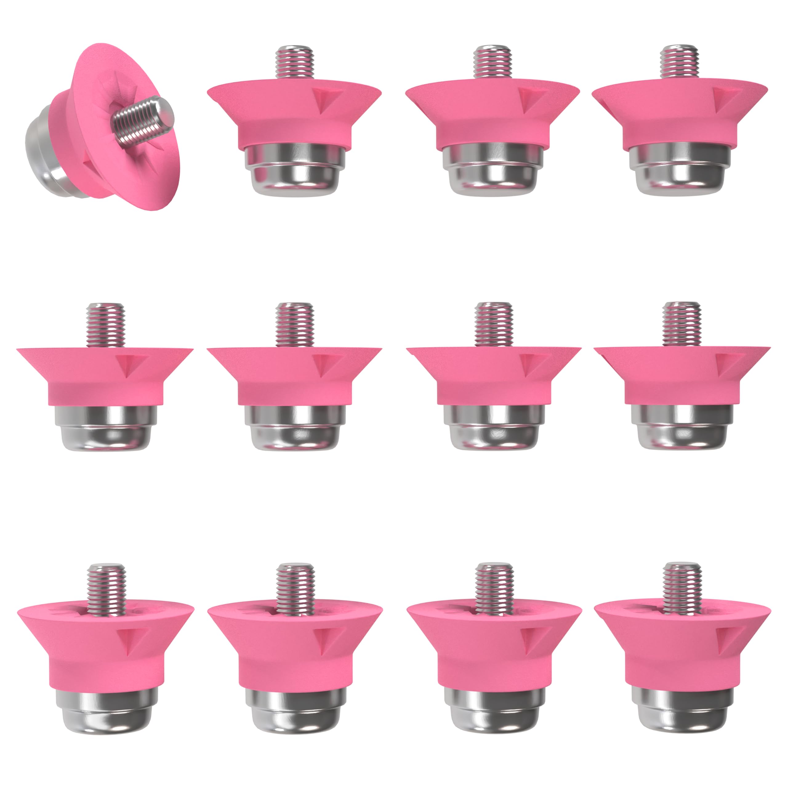 55 Sport World Cup Metal-Tipped Replacement Football Studs - 12 Pack (13/16mm) - Pink