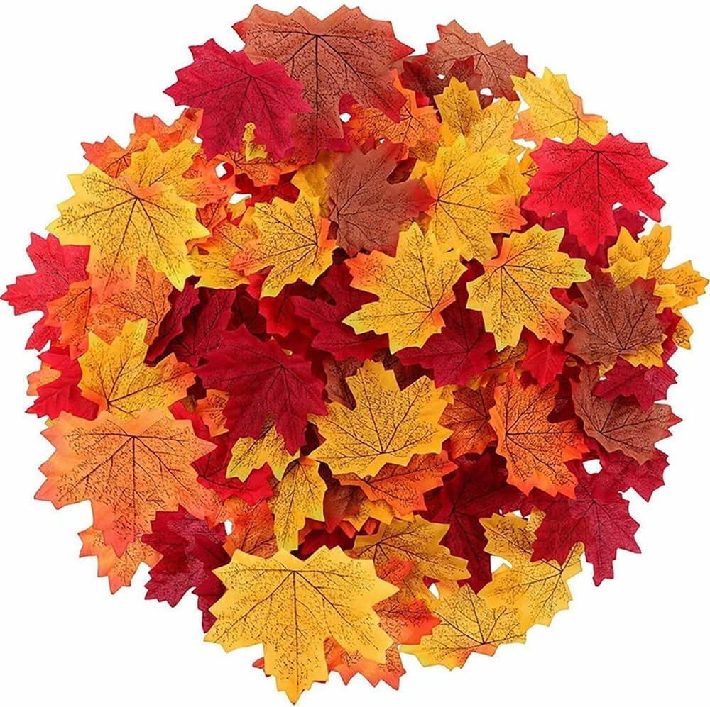 Fake Fall Leaves 200 Pcs Maple Leave,Decoration Artificial Maple Leaves for Autumn Weddings Decorations and Mixed Fall Thanksgiving Decor,Fall Craft Leaves,DIY Leaves (Multicolor)