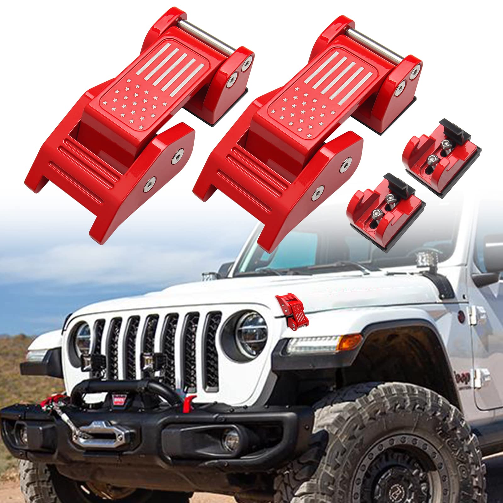 Buy Somusen Aluminum Hood Latches with Style Hood Catch Kit for Jeep