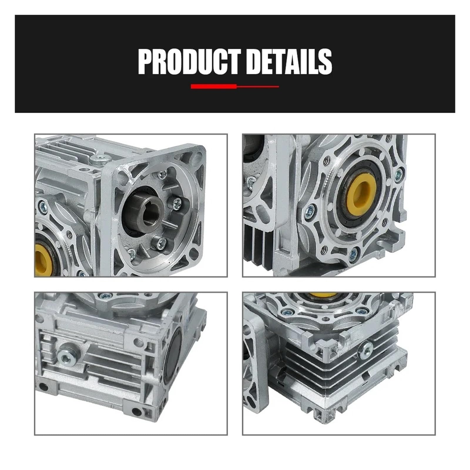 Riduttore a vite RV040 per NEMA23, ingresso 11mm, uscita 18mm | Per cambi 60x60mm e motori a induzione con flangia, rapporti 30:1, 50:1, 60:1, 100:1(50 to 1)