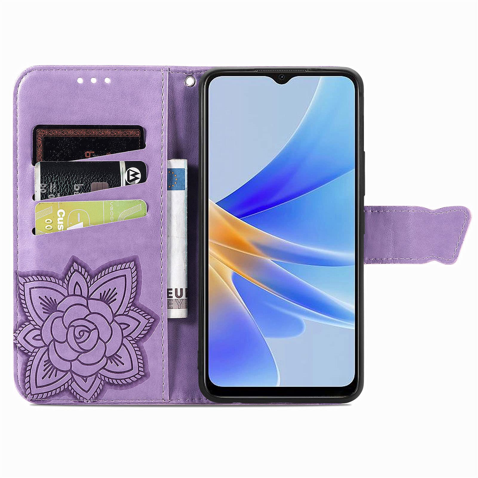 HAOYE Cover per Oppo A17, Stile di Pittura a Colori Freschi Silicone Morbido Trasparente TPU Bumper Ultra Sottile Antiurto Custodia Case, Gatto Signore