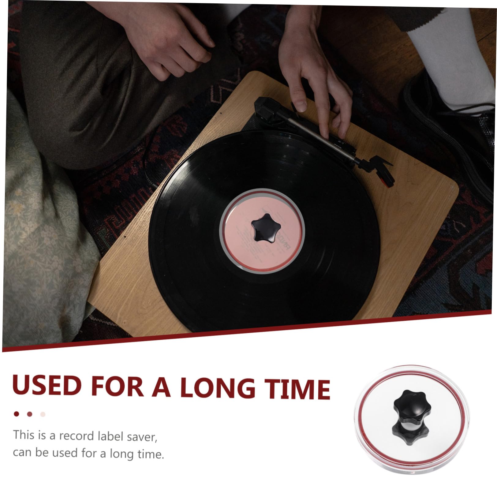 HOMSFOU Protettore Etichette Dischi in Vinile Saver con Design Arrotondato, Realizzato in Silicone e Acrilico, con Spazzola e Borsa Inclusa