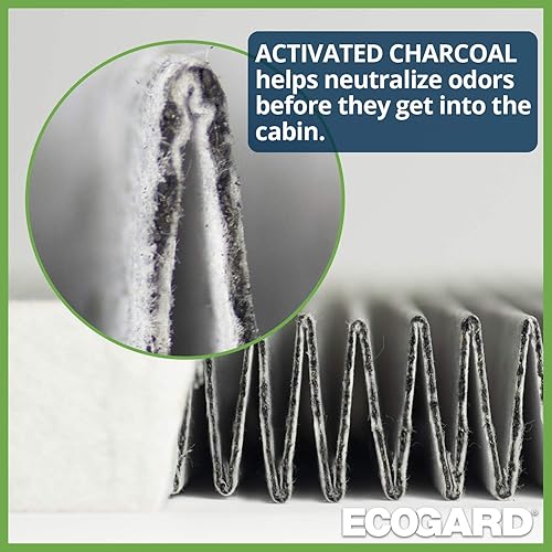 Miniatura 3 de ECOGARD XC25869C - Filtro de aire de cabina de alta calidad con eliminador de olores de carbón activado para Ram 1500 2011-2021, 2500 2011-2021,