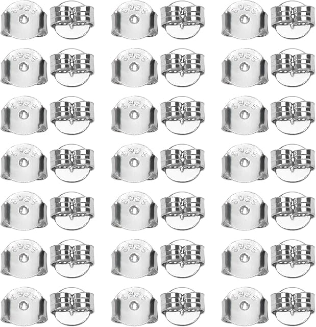 TOAOB 20pcs Earring Backs 925 Sterling Silver Butterfly Style Safety Scrolls Earring Stoppers Universal Size for Earring Making