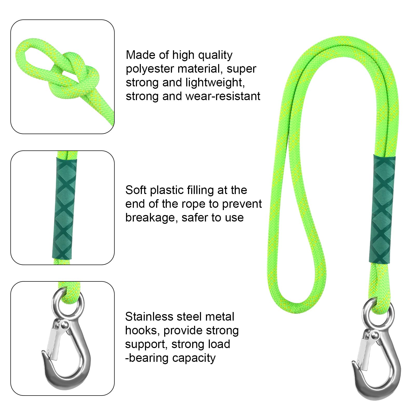 Hinffinity - Corda per altalena da albero, regolabile, facile da installare, perfetta per appendere un'altalena da un ramo di albero, 2 pezzi