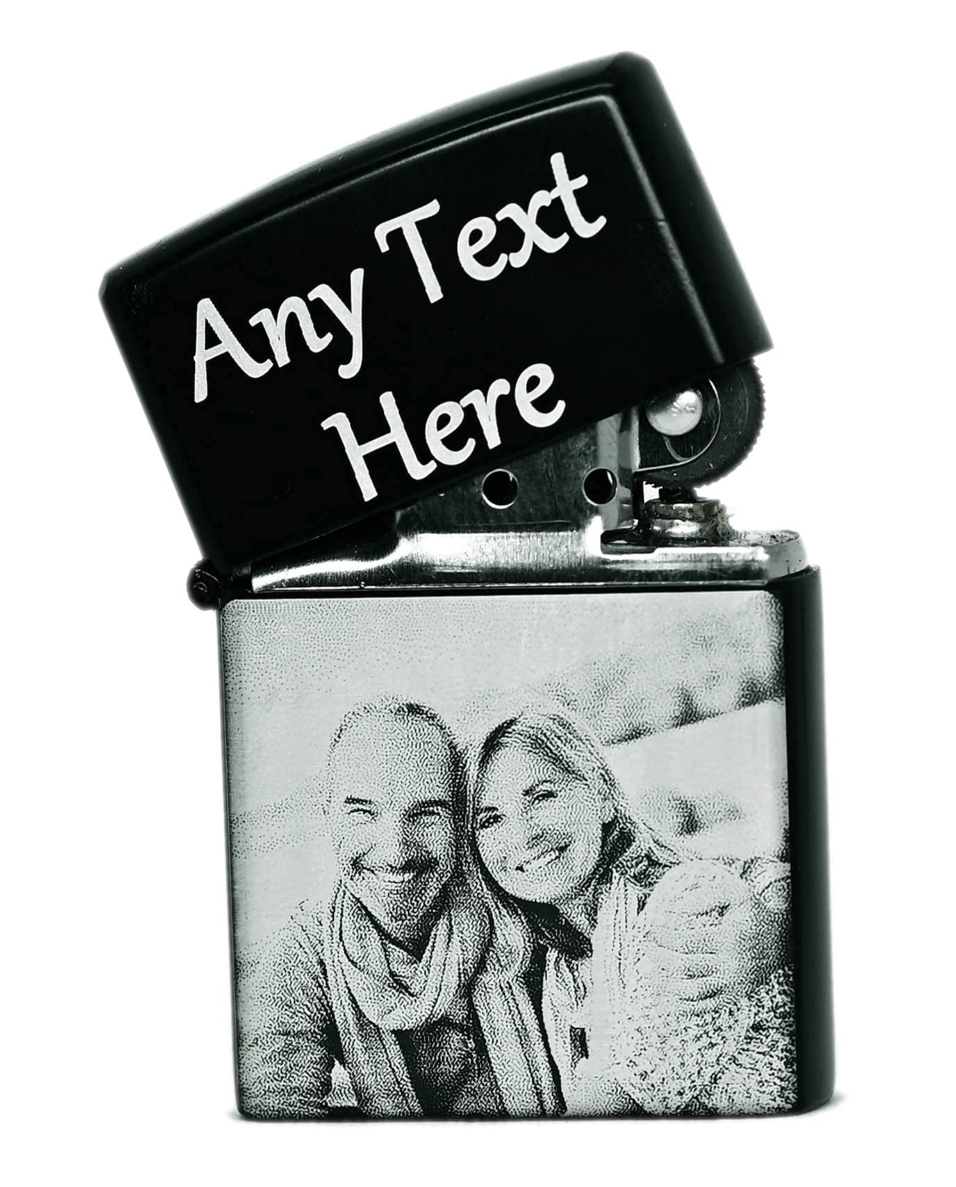 Sponsored Ad – Personalised Photo & Text Engraved Lighter Black