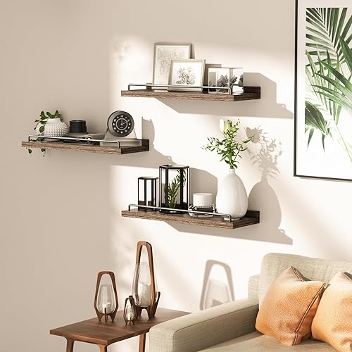 Miniatura 5 de RYOFOBETTO Estantes flotantes para decoración de pared, estantes de baño sobre el inodoro, estantes de pared de granja para sala de estar,