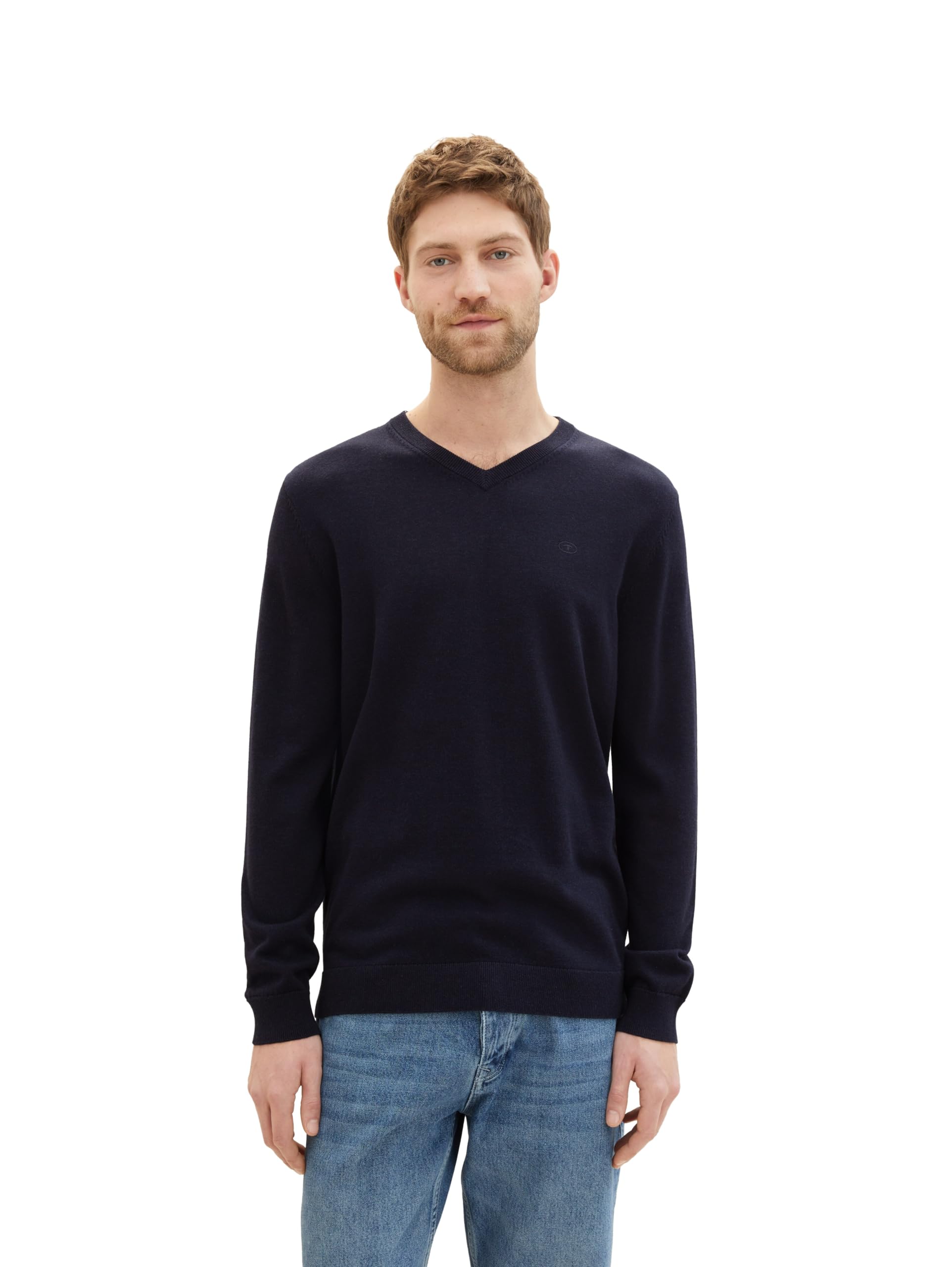 Tom Tailor Herren Basic Strickpullover mit V-Ausschnitt