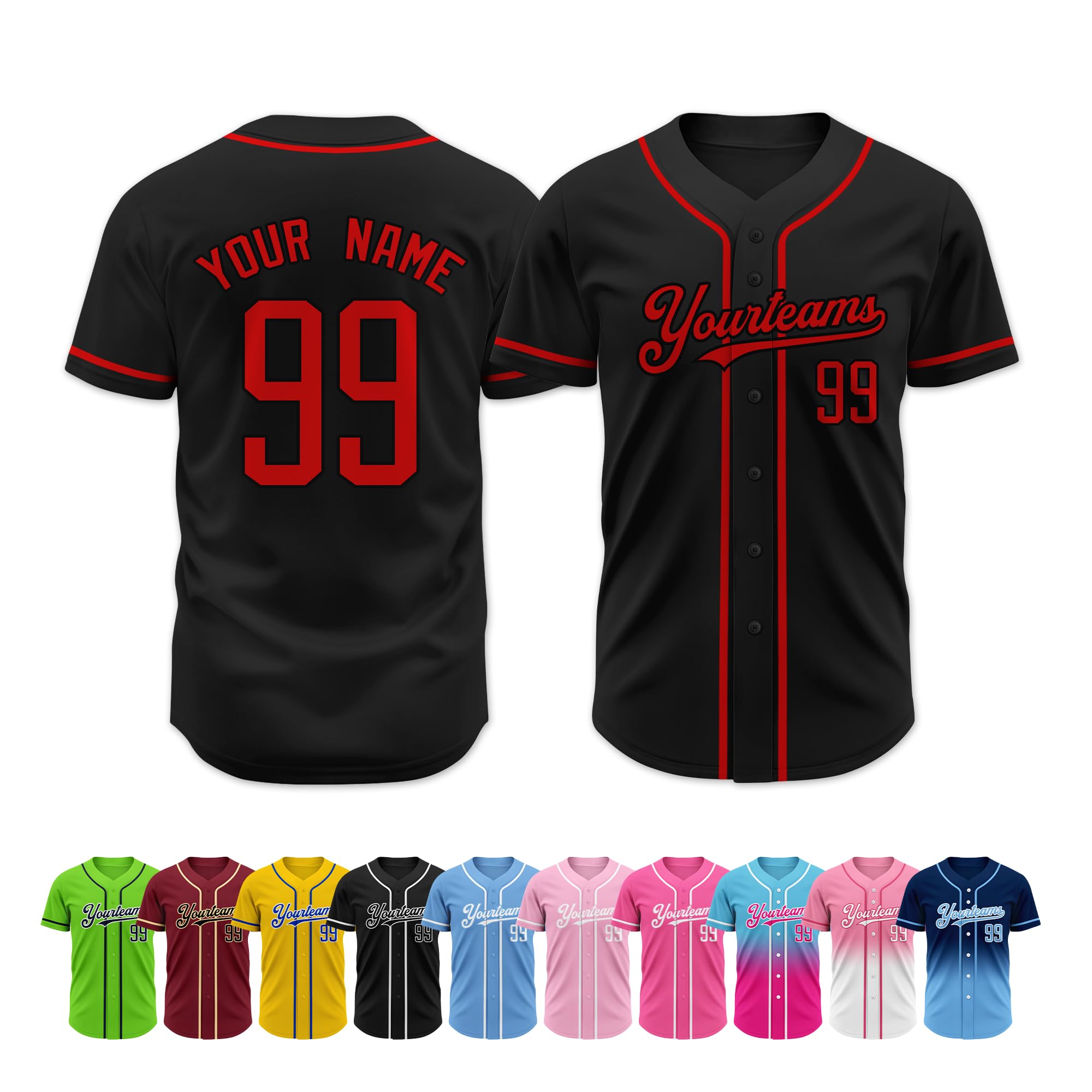 Custom Baseball Jerseys Personalized Name Number Team Shirts Customized Softball Uniforms with Logo for Men Women Youth