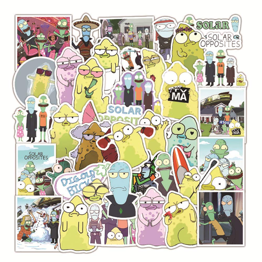 50 Pcs Cute Stickers for Water Bottles, Solar Opposites Hydro Flask Waterproof Vinyl Fresh Stickers for Teens, Girls, Unique Aesthetic Decal Stickers Graffiti, Cool Trendy for Laptop Guitar Camera Phone Luggage - Solar Opposites 50