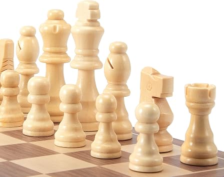 AMEROUS Wooden Chess Pieces Only, 32 Pieses / 3.05 King/Storage Bag/Gift Package, Standard Tournamen Staunton Wood Chessmen for Chessboard, Replacement of Missing Pieces