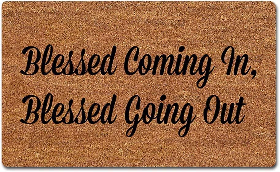 Doormat Funny Doormat Blessed Coming in Blessed Going Out Entrance Floor Mat Rubber Non Slip Floor Mat for Home Bathroom Kitchen Entrance 36X24 Inch