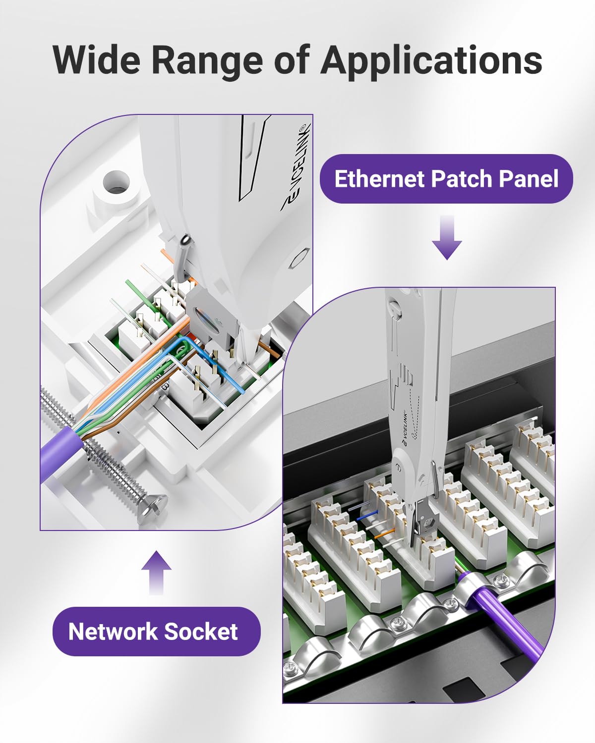 VCELINK Strumento di perforazione LSA 5 in 1 con sensore, strumento di inserimento di rete professionale per moduli Krone e LSA-Plus, gancio e spudger integrati con spellafili Combo