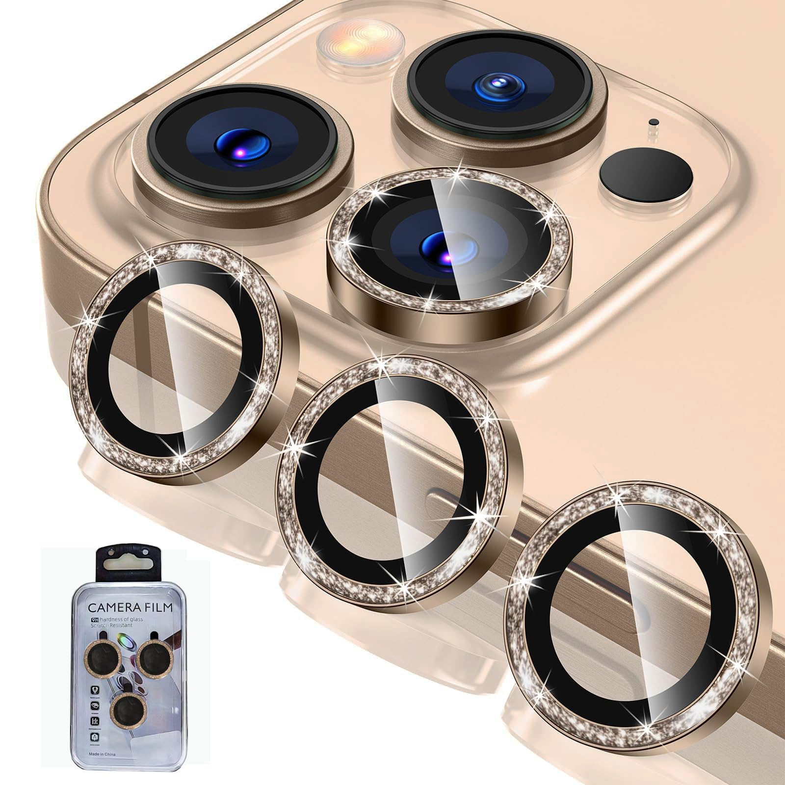 COTOFIHILO 【Desert Titanium】 Camera Lens Protector for iPhone 16 Pro & 16 Pro Max (2025) – | 9H Hardness | Anti-Fingerprint | Night-Shooting Clarity | Bubble-Free Fit