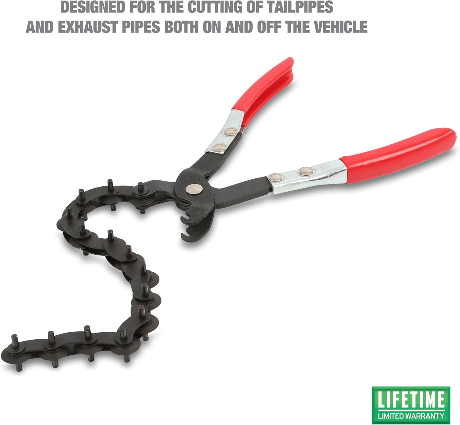 OEMTOOLS 27045 Exhaust Cutter, Cuts 3/4" to 3-1/4" Pipe, Durable Chain Cutter Tool, Easy One-Handed Rotation, Compact Pipe Cutter Chain for Tight Spaces