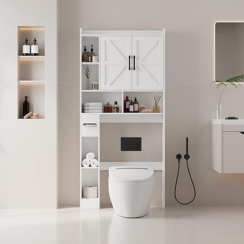 Miniatura 8 de NUNU LAB Gabinete de almacenamiento sobre el inodoro, sobre gabinetes de inodoro, gabinete de almacenamiento de baño, gabinete de almacenamiento