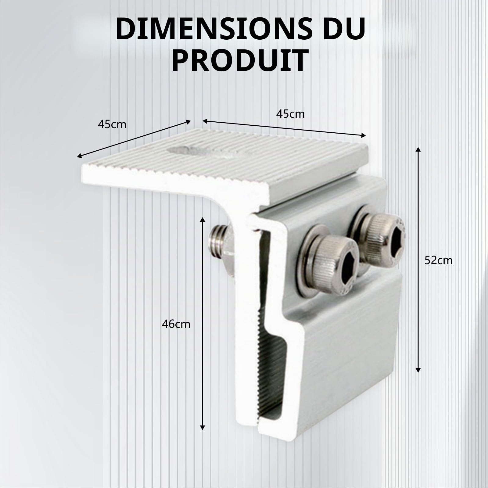 Pinces à Joint Debout, 10PCS Fixation De Pinces En Aluminium Pour Panneaux Solaires Toitures En Tôle Pinces à Joint Debout Pour Toitures à Joint Debout - 45x52mm