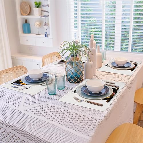 Miniatura 8 de Juego de 4 manteles individuales con diseño de animales de gatos, lavables, impermeables, para fiestas, hogar, comedor, decoración de mesa de 18 x