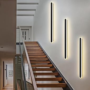 Modern Kısılabilir LED İç Mekan Duvar Lambası 3000 K-6000K Uzaktan Kumandalı Duvar Aydınlatması 3 Renk Sıcaklığı Duvar Lambası Yatak Odası Oturma Odası Koridor Merdiven (Siyah, 120 cm) [Enerji Sınıfı A+++]