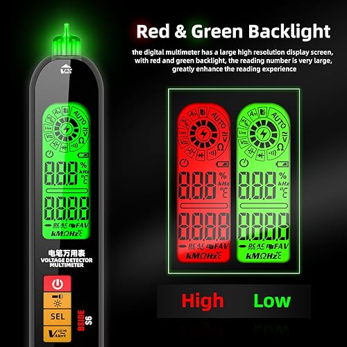 Miniatura 2 de BSIDE Multímetro digital inteligente Probador de amplificador eléctrico Tipo de pluma recargable Voltímetro VFC Capacitancia Diodo Ciclo de trabajo