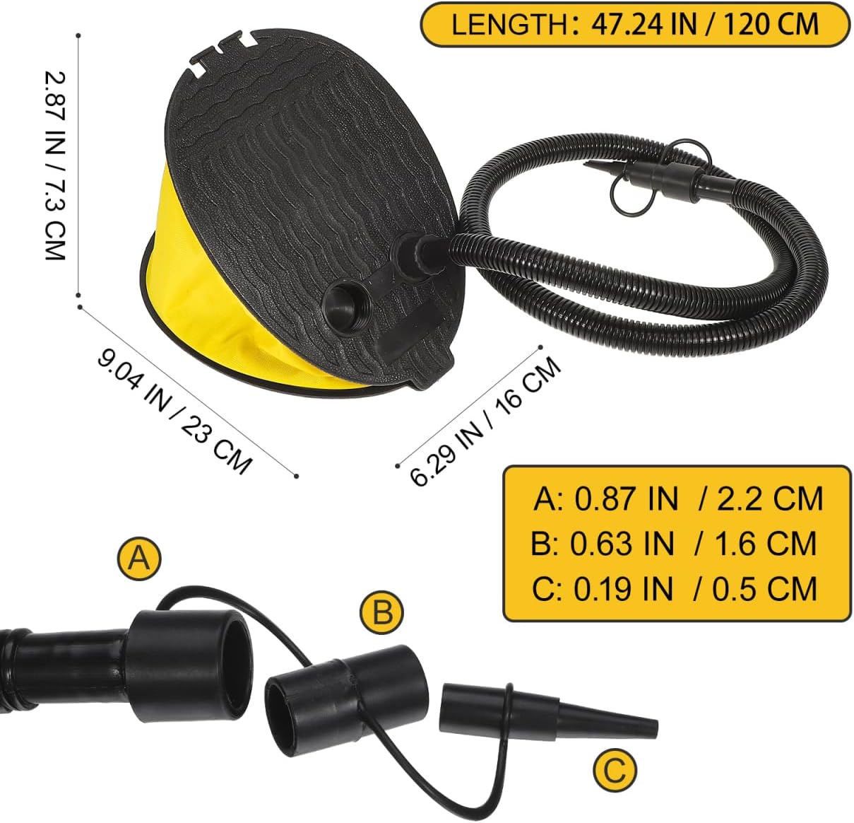 Ciieeo Bellow Foot Pump with 3 Valve Adapters for Camping Air Mattress Inflator Yoga Ball Balloon and Outdoor Inflatable Devices (2 pcs) 