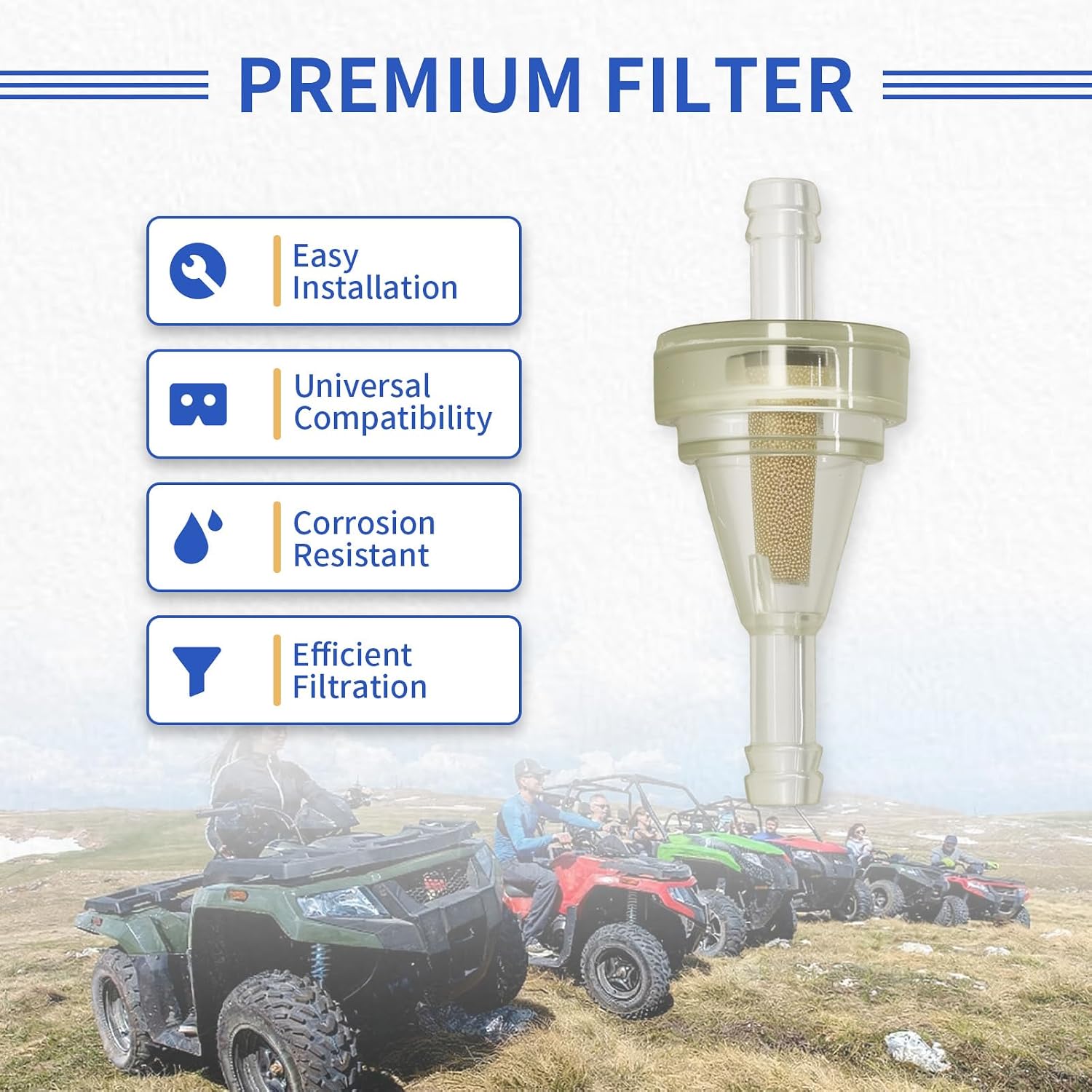 10 PCS Small Engine Fuel Filter 1/4 Inline Fuel Filter for Gas Engine ATV Dirt Bike Motorcycle Go Kart UTV Snowmobile