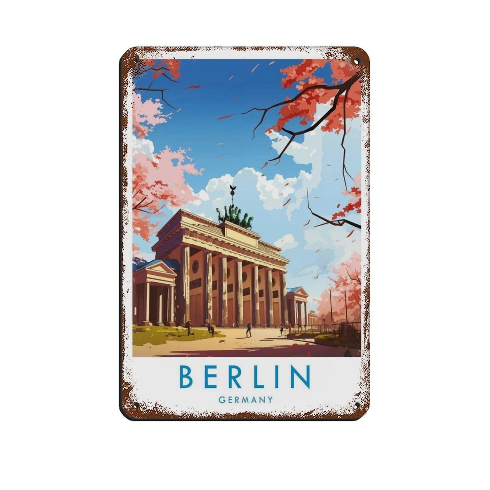 Berlin Travel Poster, Germany（26） Retro Poster Metal Tin Sign Chic Art Retro Iron Painting Bar People Cave Cafe Family Garage Poster Wall Decoration 8x12inch(20x30cm)