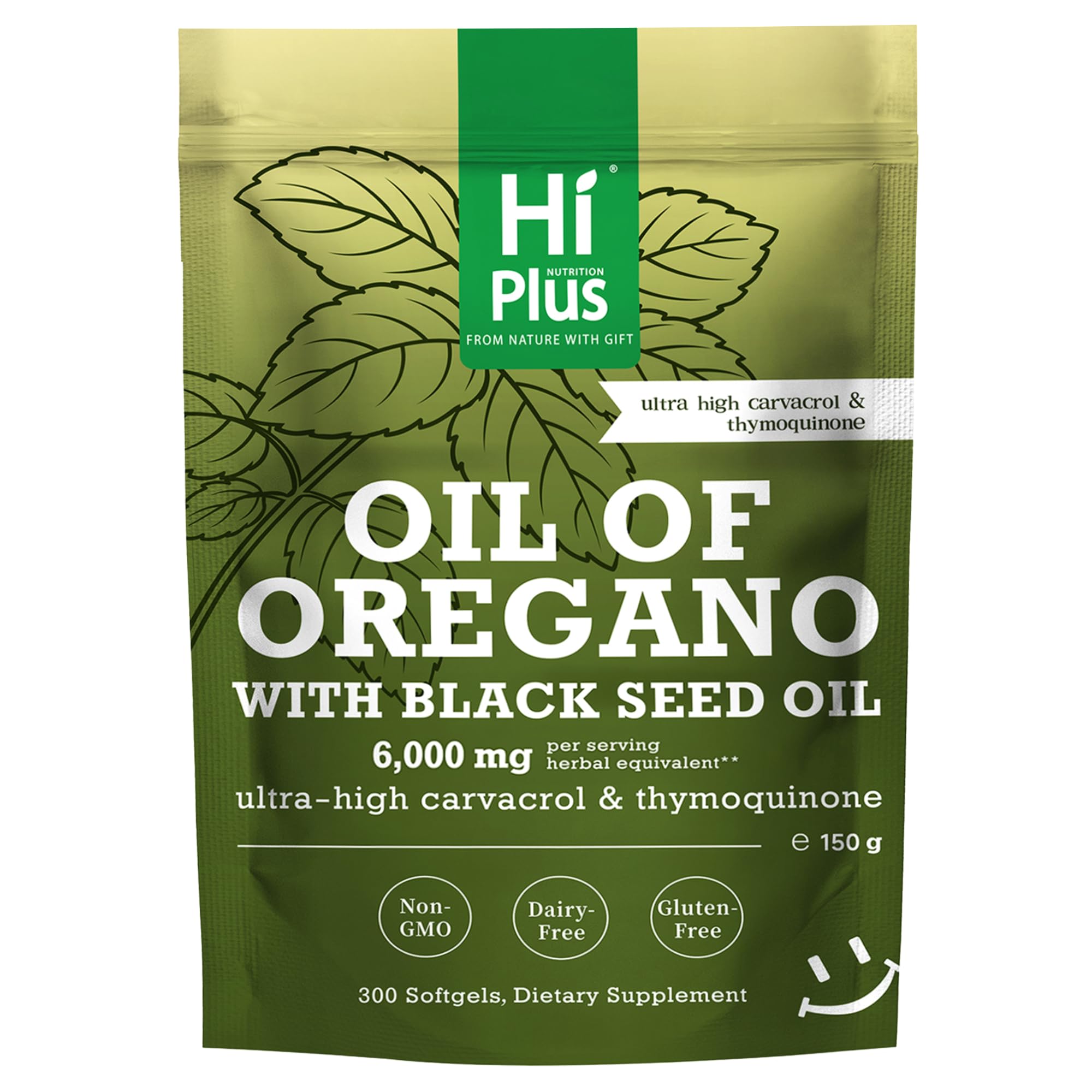 2-in-1 Oil of Oregano + Black Seed Oil Softgels | 4X Strength Carvacrol & Thymoquinone | Plant-Based, Non-GMO, lmmune Support | 300 Softgels