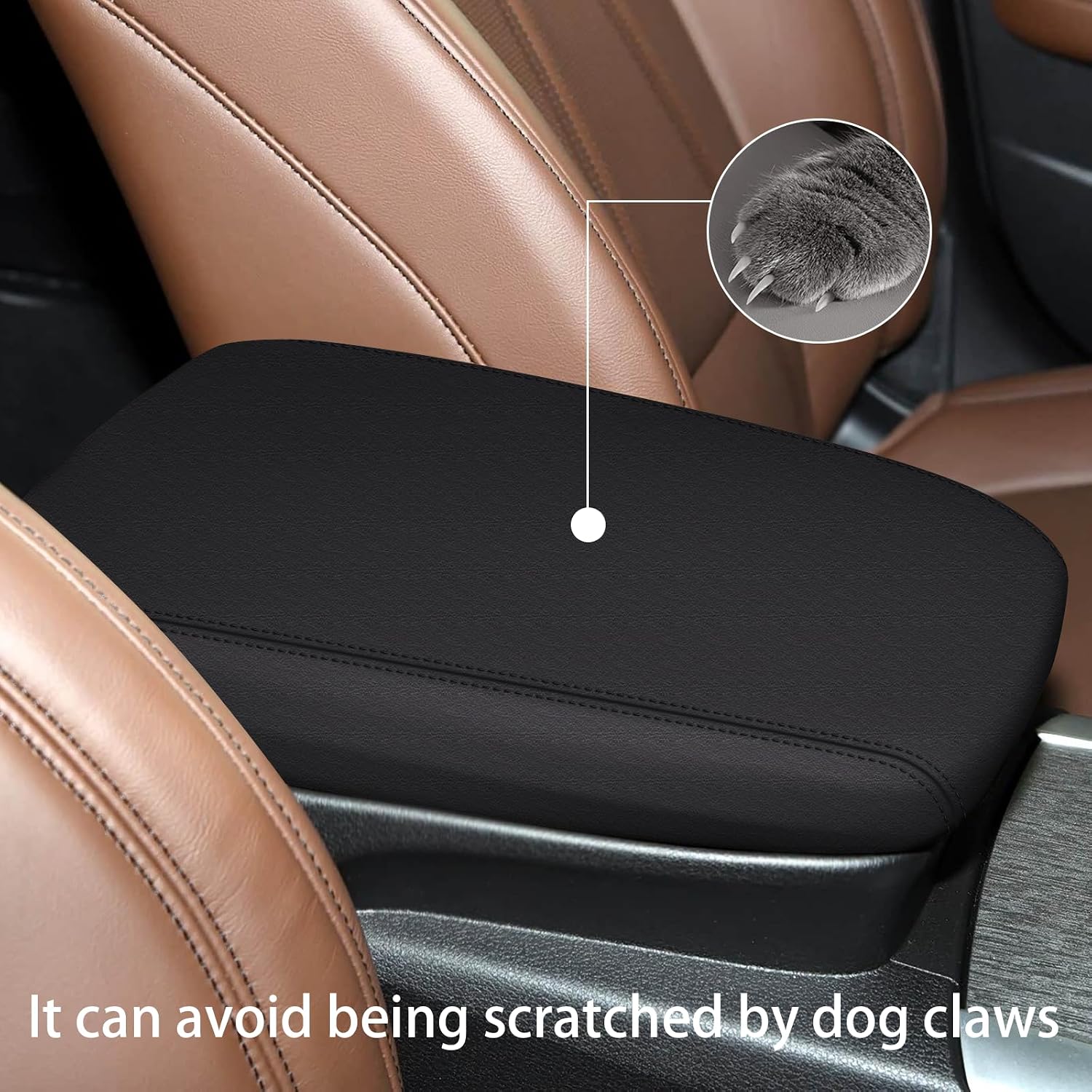 Center Console Armrest Cover for 2015 2016 2017 2018 2019 2020 Acura TLX, Waterproof and Scratch Resistant Leather, Armrest Cover for 2015-2020 Acura TLX Accessories (Black)