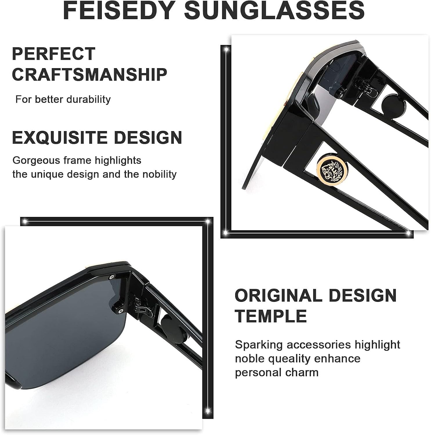 FEISEDY Square Oversized Sunglasses for Men Women, Flat Top Shield One Piece Lens Sun Glasses Shades B2765 - Image 5