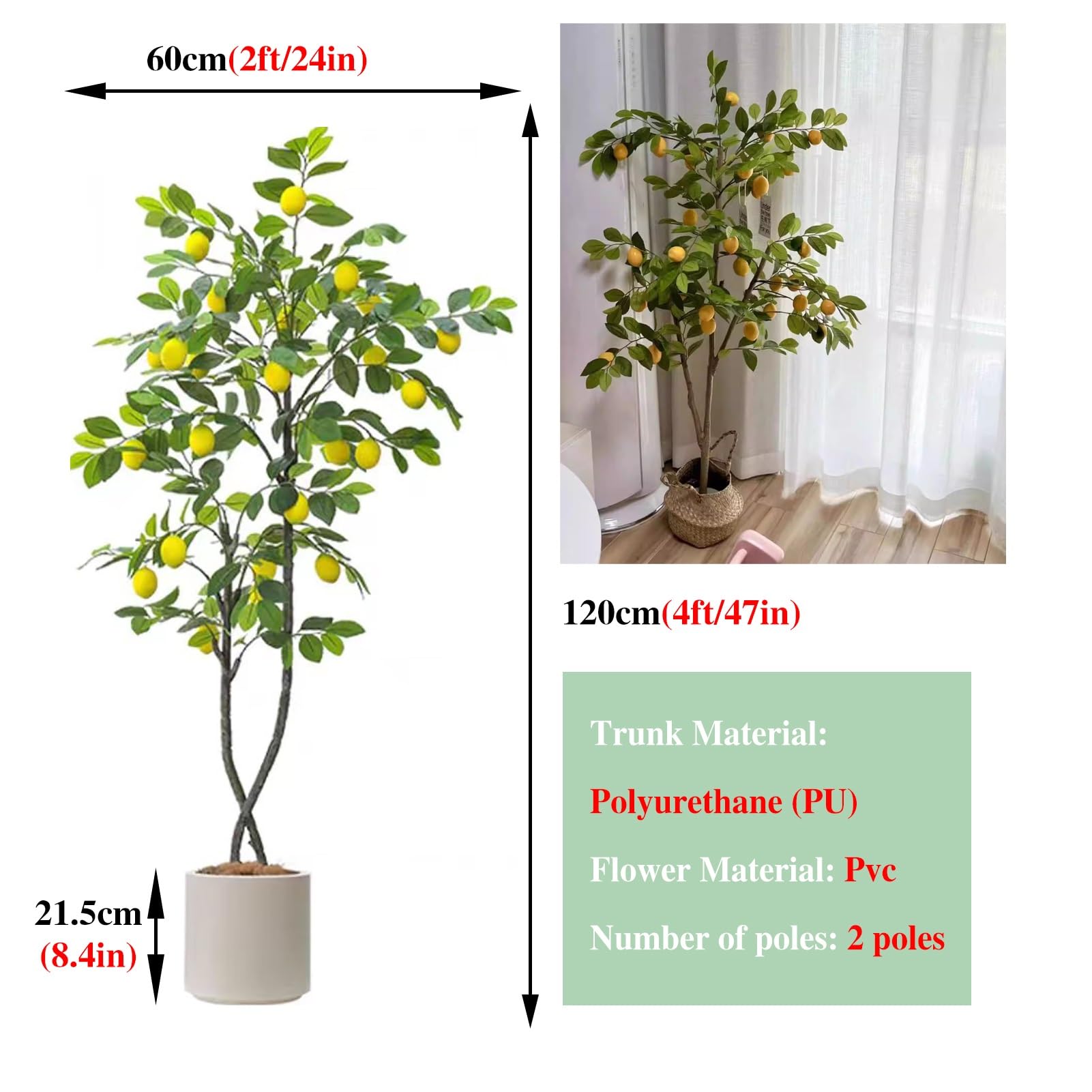 Amazon｜観葉植物 フェイク 玄関ポーチの角に本物のような人工レモンの