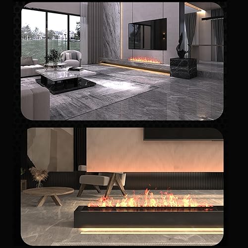 Miniatura 7 de Chimenea eléctrica de 59 pulgadas con chimenea eléctrica empotrada de bajo ruido de 8 colores control remoto panel ultrafino doble chimenea