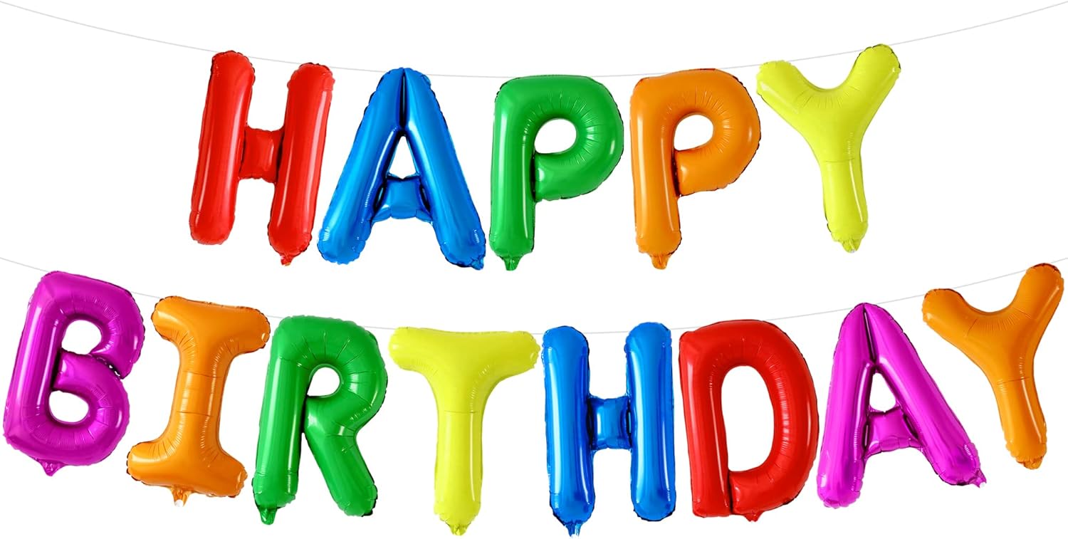 KatchOn, Rainbow Happy Birthday Balloon 16 Inch Happy