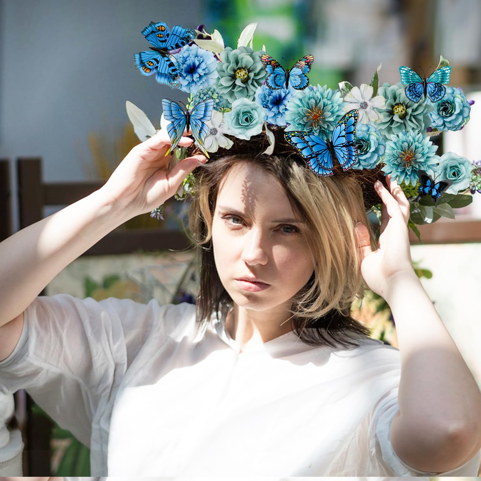 MWOOT 26 Pezzi Teste Di Fiori Artificiali 3D Farfalle, Fiori Finti Piccoli Per Decorazioni, Rose Garofano Finte Per Fai Da Te Corona Torta Bouquet Da