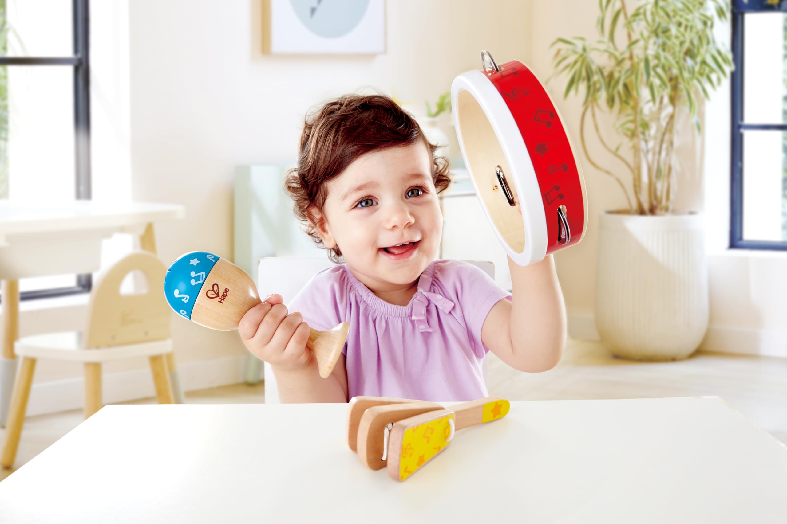 Juguetes musicales de madera 2 Maracas 1 pandereta... - Grandado Juguetes musicales de madera 2 Maracas 1 pandereta... - Grandado
