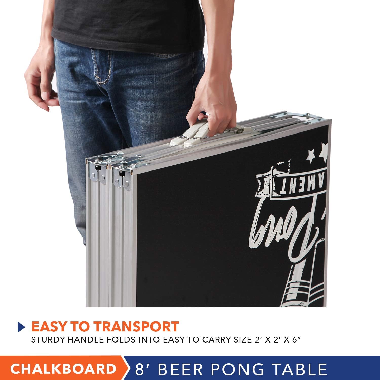 Rally and Roar 8 Foot Long Beer Pong Table - Multiple Surface Options Available