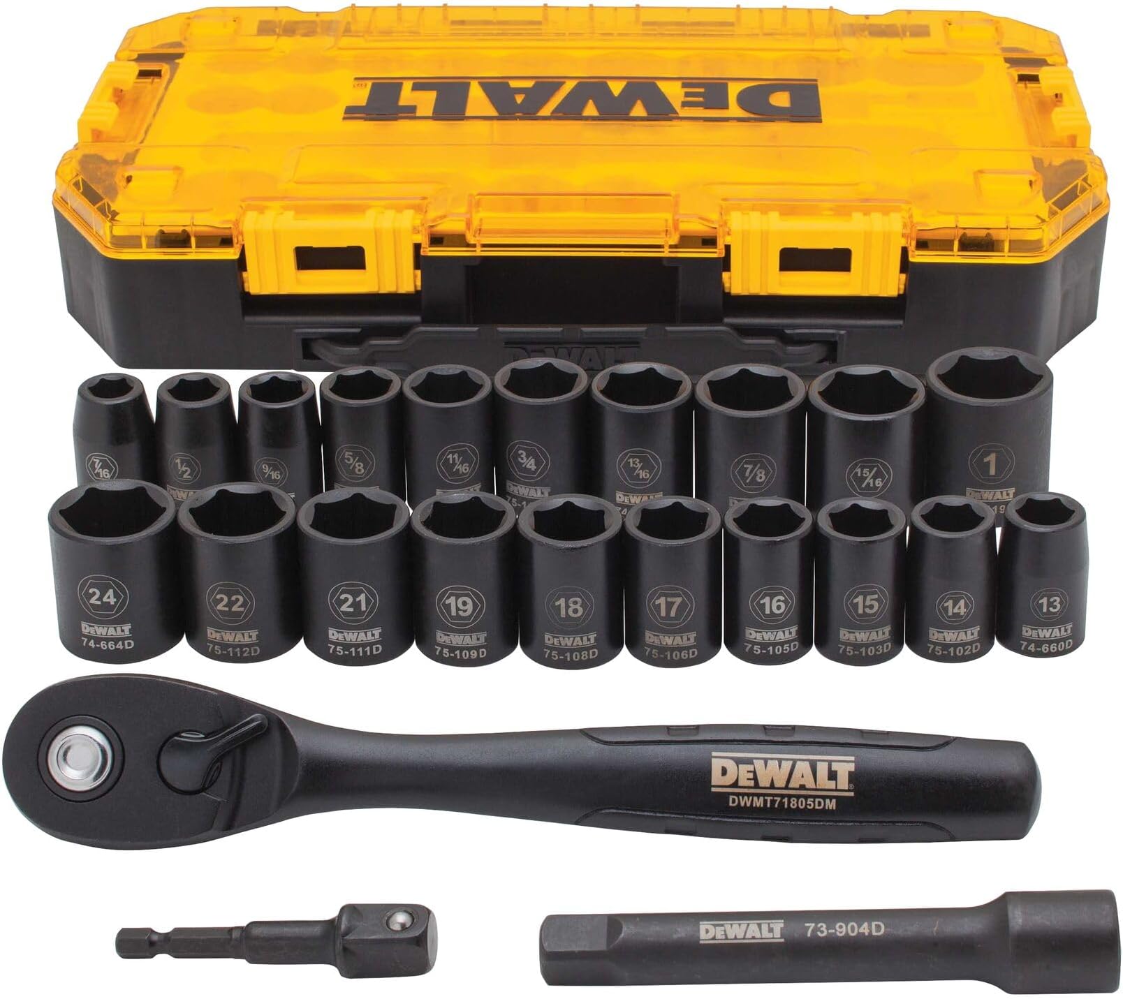 Impact Socket Set, 23-Piece, 1/2" Drive Metric/Sae (Dwmt74739)