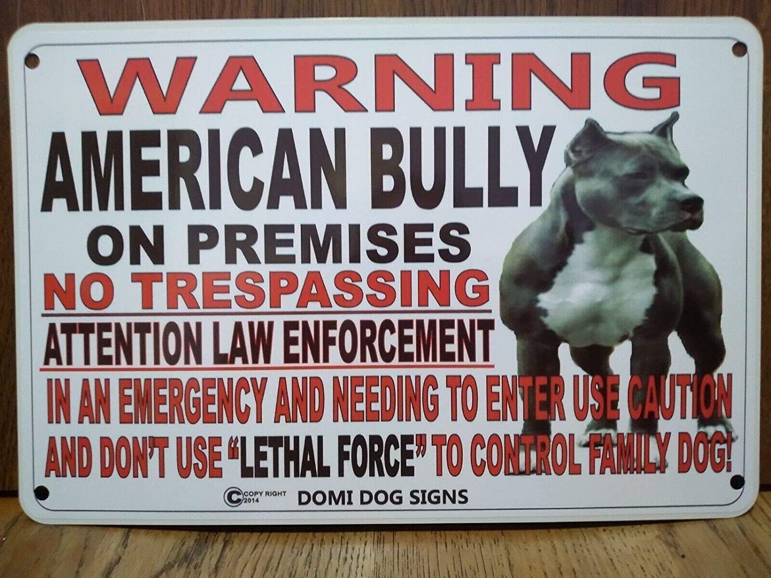 Yunking Warn American Bully Dog For Fence Beware Of Dog Metal Sign 8X12 Inch
