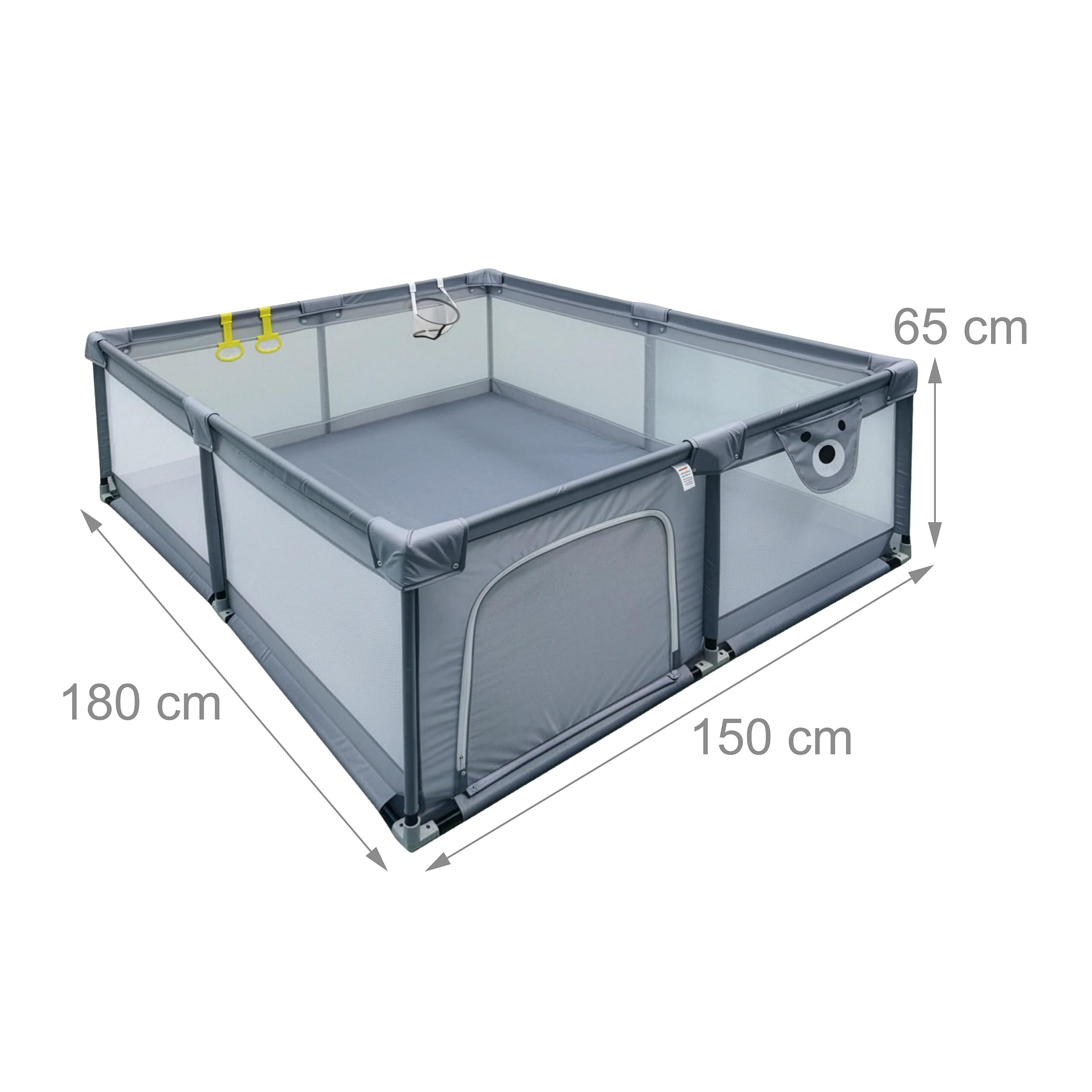 Relaxdays Box per Bambini, 150 x 180 cm, con 50 Palline, 2 Anelli, Angolo Giochi Sicuro, Tessuto