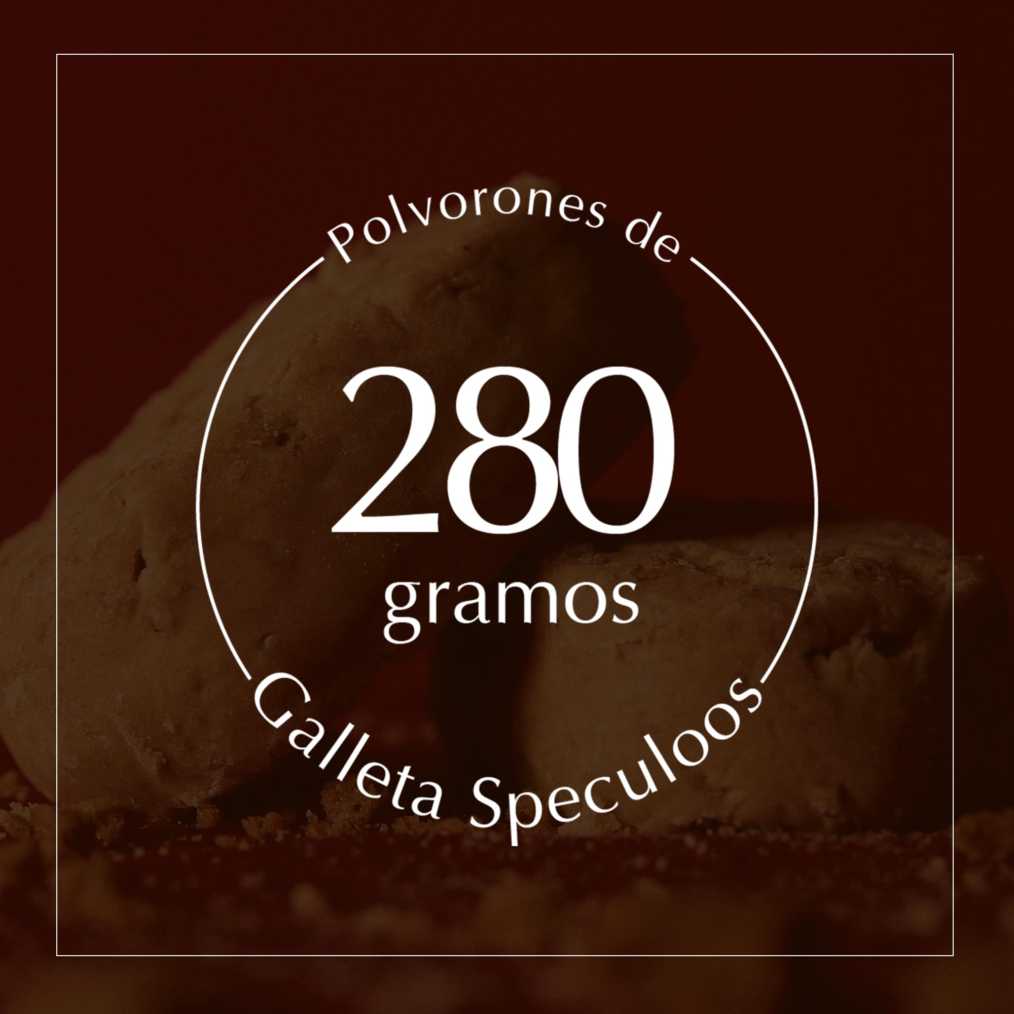 1880 - Polvorones Artesanos de Galleta Speculoos 280 g, Receta Artesanal con 95% de Galleta Speculoos y Almendra Seleccionada, Envase Individual, Textura Suave, Típico Dulce Navideño