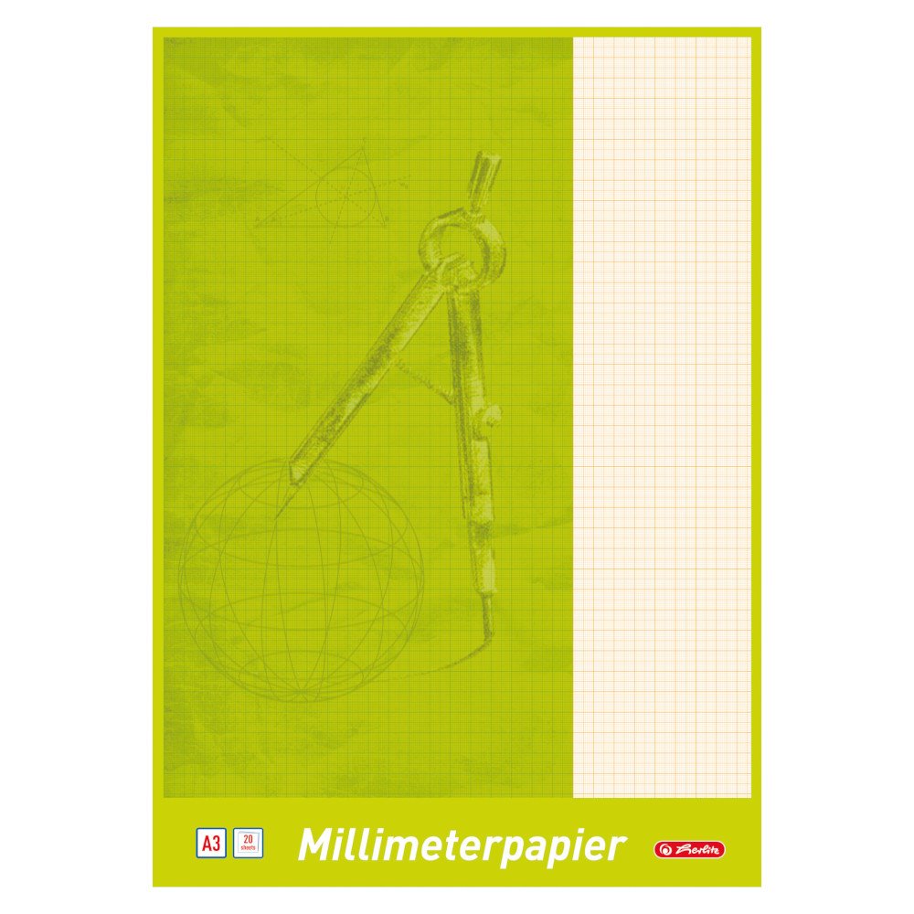 Herlitz Bloc de feuilles de papier millimétré A3, 20 feuilles