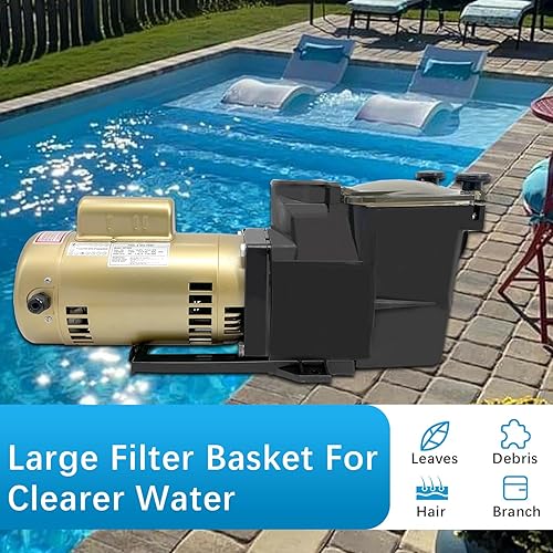 Miniatura 5 de Super Pool Pump 3HP 115230V de velocidad única compatible con Hayward Super Pump, bomba de una sola velocidad para piscinas o spas sobre el suelo,