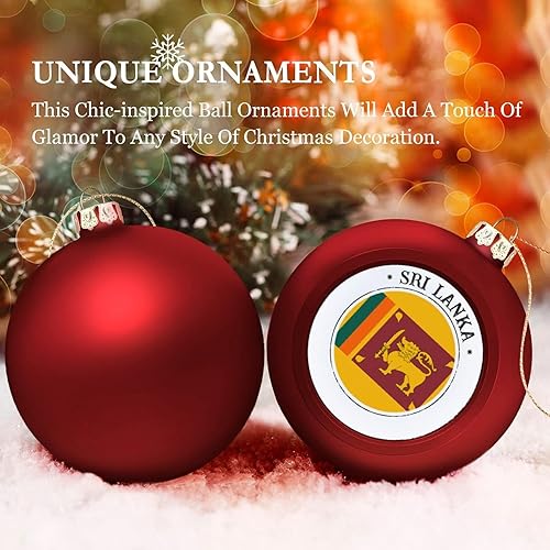 Miniatura 4 de Adorno de bola de Navidad de Sri Lanka, bandera de las naciones, adornos de bola de bandera de Sri Lanka, recuerdo colgante para Navidad,