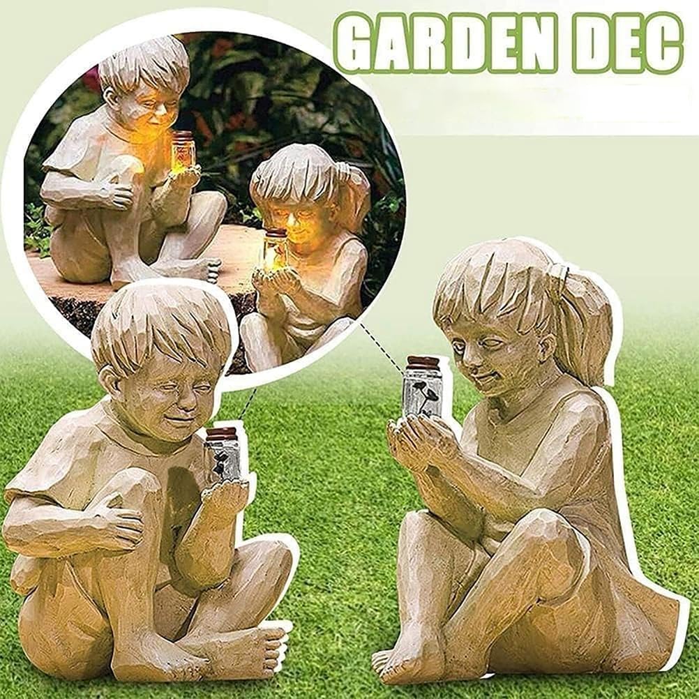Generico Statue da Giardino solari a 2 Pezzi, Arte Esterno in Resina per Il Prato