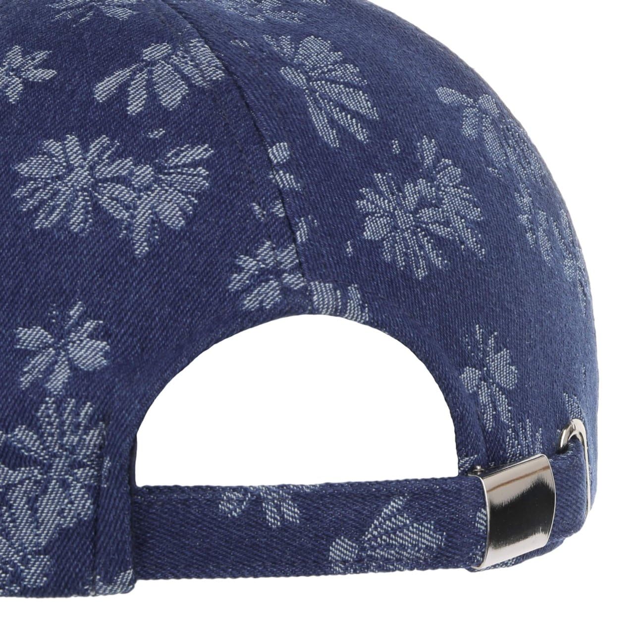 Seeberger Denim Flower Cap Basecap baseballówka damska - metalowa klamra, z daszkiem wiosna-lato - One Size Denim