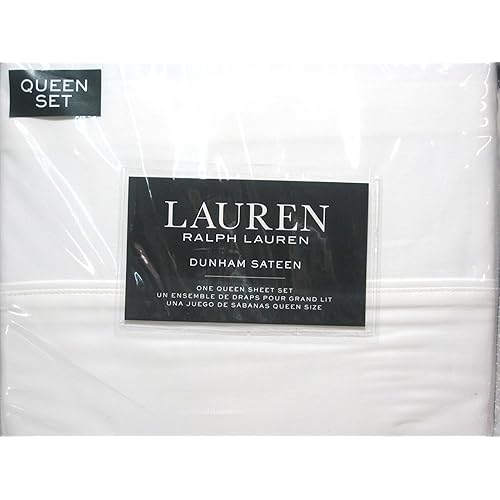 Lauren Ralph Lauren Queen Size Dunham Sateen 4 Piece Sheet Set 100% Cotton - White