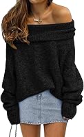 Lillusory Women's Off the Shoulder Oversized Batwing Sleeve Loose Pullover Sweater - Cozy Sexy Fall Winter Top