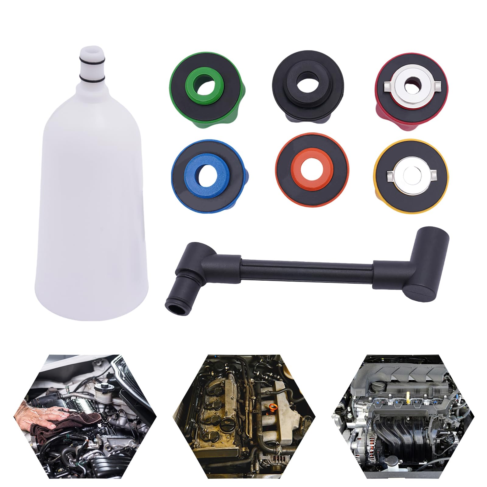 Juego de 10 embudos de aceite para motor, embudo para coche con manguera, embudo de inserción, juego de adaptadores universales para cambio de aceite, herramienta de inserción para coche, con tubo de